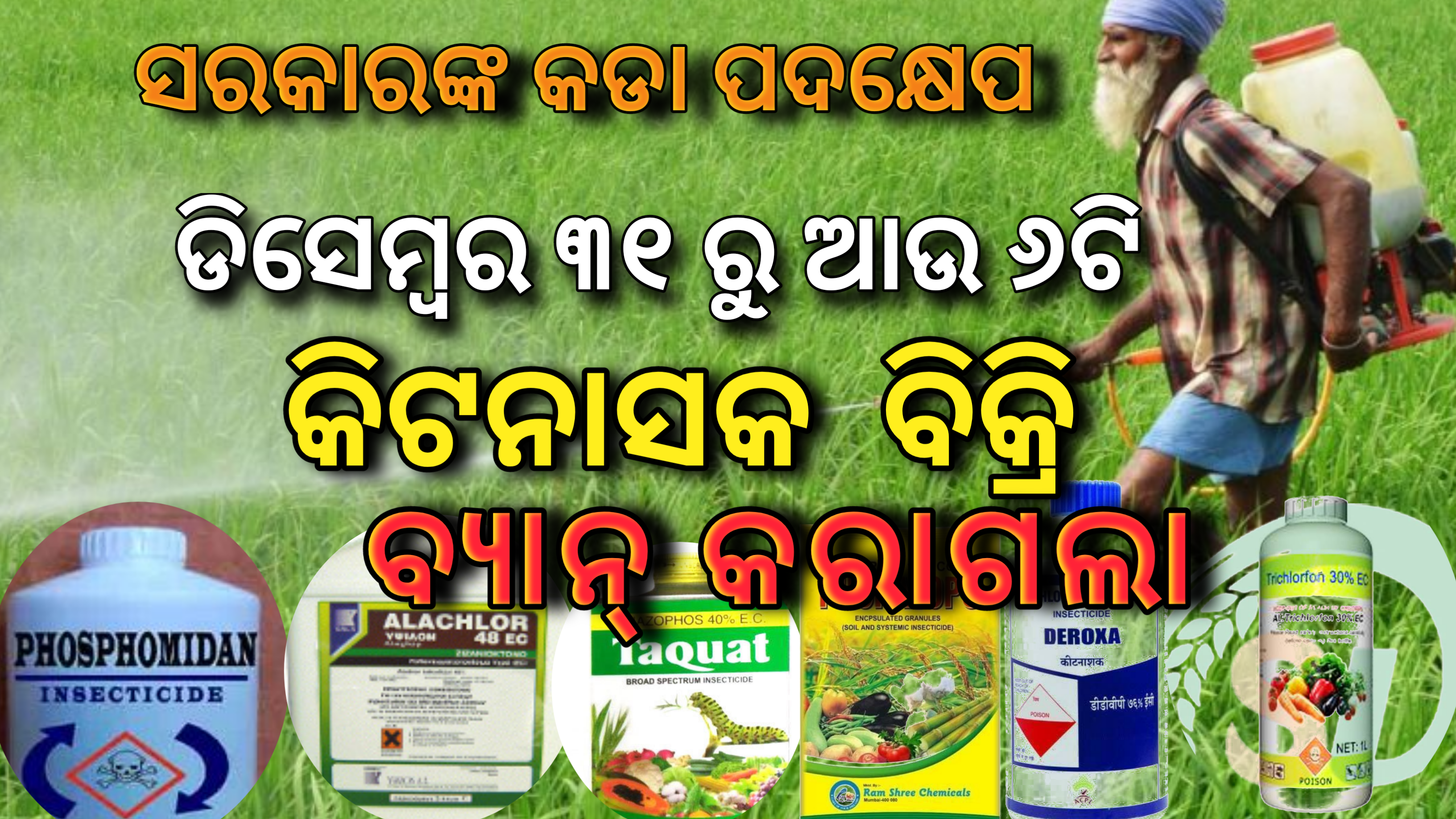 ସରକାର ୩୧ ଡିସେମ୍ବରରୁ ଆଉ ୬ ଟି କୀଟନାଶକ ଉପରେ ପ୍ରତିବନ୍ଧକ ଲଗାଇଲେ….